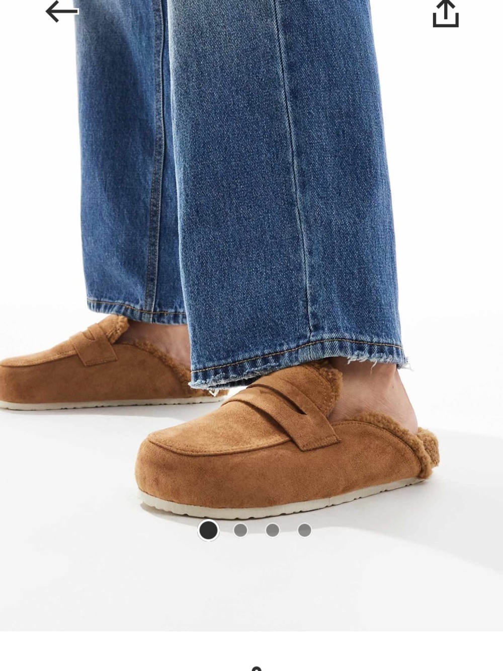 ASOS women’s Suede Shearling-Lined Slip-On Loafers in Chestnut
